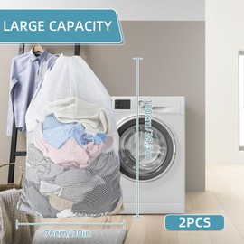 Machine Mesh Laundry Bags with Drawstring,2PcsLarge MeshLaundry Bag withDrawstring,Machine Washing Bag Mesh Bag with Drawstring,Mesh Laundry Bags Washing MachineBagwithDrawstringClosure (Large)
