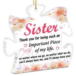 Acrylic Puzzle Piece Sister Gift Ornament for Christmas Tree Decorations