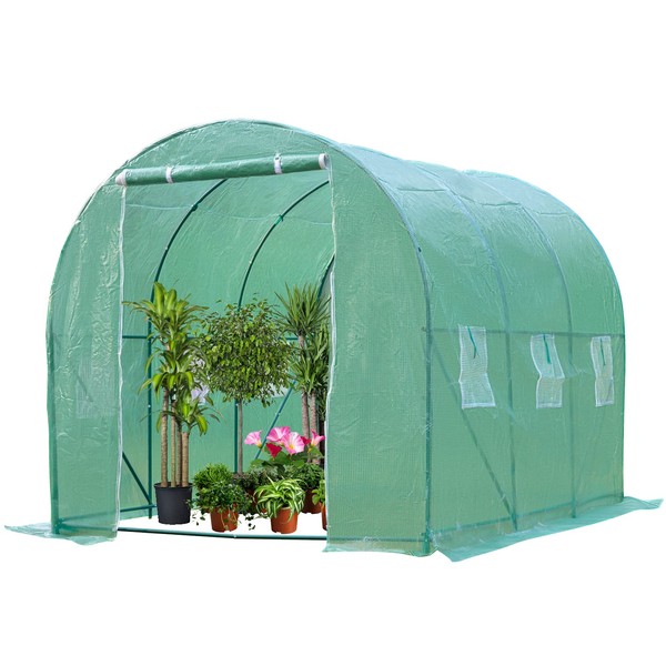 Greenhouse Walk-in Green House Greenhouse Kit with Observation Windows for Outdoor Plants Growing,Green Houses for Outside (L10'xW7'xH7')