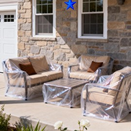Plastic Outdoor Furniture Covers Waterproof - Clear Covers for Patio Outside Furniture Table and Chairs Set of 4 , 32 x 30 x 30, 52 x 30 x 30, 36 x 21 x 13 Inch