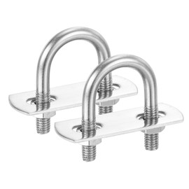 PATIKIL Round U-Bolts, 2 Pcs 0.79"(20mm) Inner Width 39mm Length M6 with Nut Plate Washer 304 Stainless Steel Round Bend U-Bolts for Boat Trailer Axle Sailboat