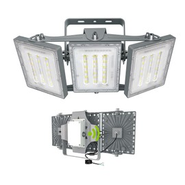 LED Flood Lights Outdoor, 150W 15000LM 6000K Dusk to Dawn Outdoor Lighting with Photocell, IP66 Waterproof, 3 Heads Adjustable Wide Outside Lighting for Parking Lot, Yard, Street, Stadium