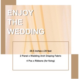 sourcing map Wedding Arch Draping Fabric, 2 Panels 20 ft Chiffon Sheer Drapery Backdrop Curtains, Table Runner Decoration for Bridal Wedding Ceremony, Party Decoration, Champagne