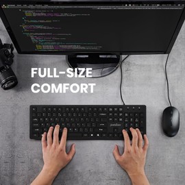 Perixx PERIDUO-117P, Wired Standard PS2 Keyboard and Mouse Combo - Full-Size Layout - Bundle with 3 Button Optical PS2 Mouse - 5.9 ft Cable - Black