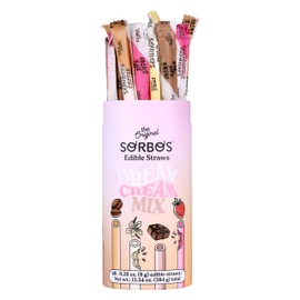 SORBOS Edible Drinking Straws, Dream Cream Mix Variety Pack – Strawberry, Chocolate, Coffee, and Vanilla Flavors, Individually Wrapped, Gluten Free, 7.5‑Inch (Pack of 48)
