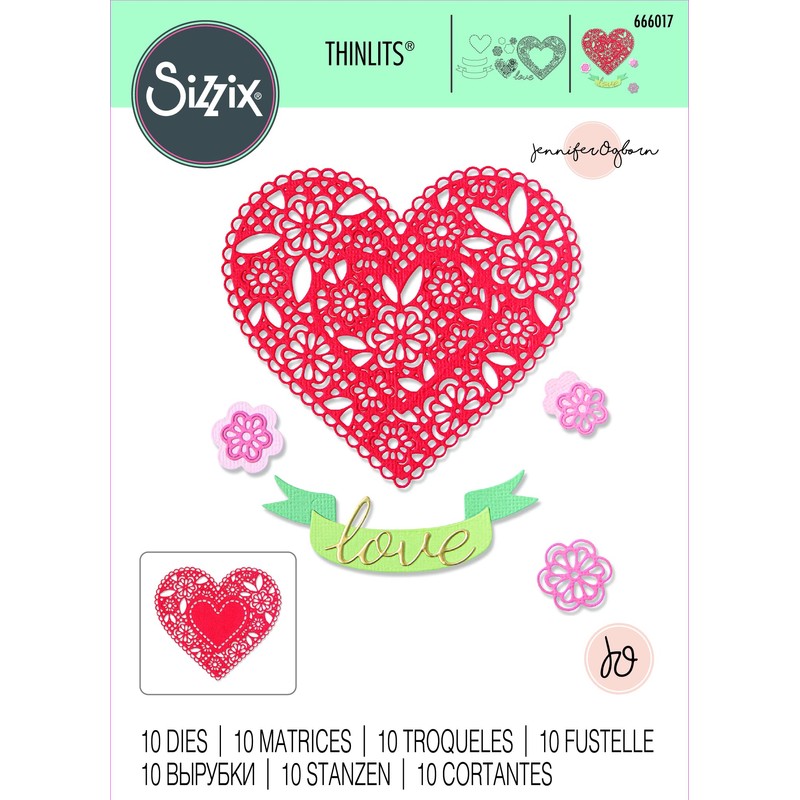 Sizzix Thinlits Die Set 10PK Doily Heart by Jennifer Ogborn