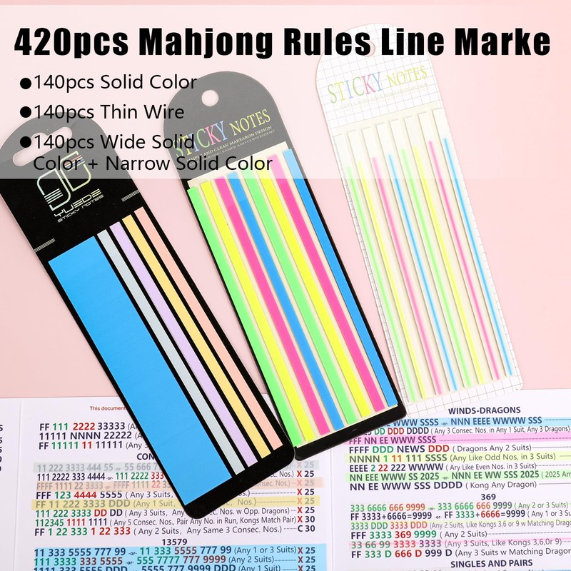 fooind 420 Pcs Mahjong Line Finder Reader Notes, Highlighter Tape