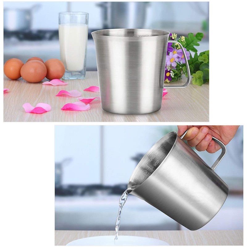 Kitchnexus Measuring Jug Stainless Steel 2 L, Milk Jug Measuring