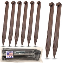 USA Made (25 Pack) Brown Nylon Landscape Edging Anchoring Plastic Ground Stakes, 10-Inch Length Brown Garden Edging Spikes - (Fits Most Brands EasyFlex Dimex Proflex) (25)