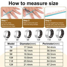 Smart Ring for Fitness & Health Tracking,Heart Rate/Blood Oxygen Monitor, 5ATM Waterproof, Pedometer,Hand Gesture Brush Tiktok-No APP Subscription Compatible with ios & Android (Bright silver, 9)