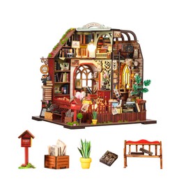 OZJAY DIY Miniature House Kit, Mini House Building Kit with Music, DIY Wooden Dollhouse Miniature Kit for Adults Teen, Wooden Crafts Lovely Dollhouse Kit, Book House