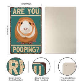 Guinea Pig Are You Pooping Metal Sign Funny Home Decor Bathroom Wall Decor Washroom Toilet Outhouse Decoration 8"x12"