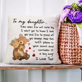 RABUSOFA to My Daughter Pillow Cover 18 x 18 Inch Lady Girls Birthday Throw Cushion Case from Mum Dad