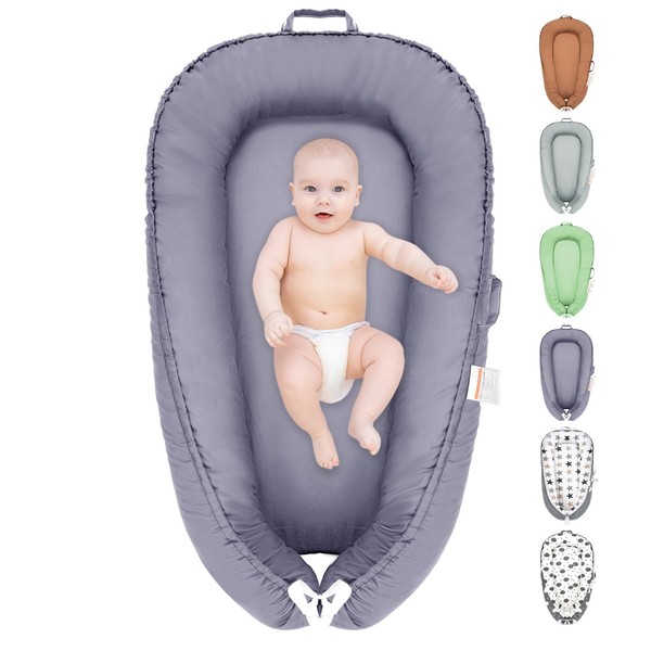 Baby Lounger, 100% Cotton Newborn Lounger for 0-24 Months, Co