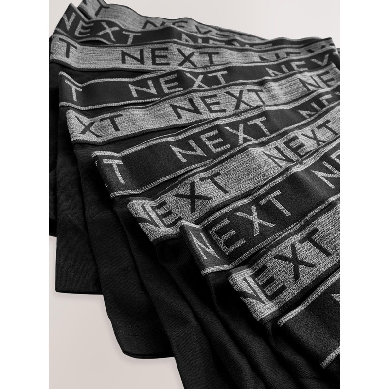 NEXT Pack of 10 Briefs, Black With Grey Waistband