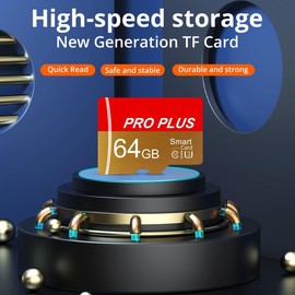 TF Card 64GB with Adapter, High Speed Memory Card, UHS-I C10 A1 Memory TF Card for Tablet/Mobile Phone/Camera/Car Audio/Game Console (64, GB)