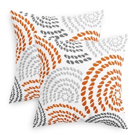 CaliTime Throw Pillow Cases Pack of 2 Cozy Fleece Two-Tone Abstract Geometric Conch Sea Snail Texture Decorative Cushion Covers for Couch Bed Sofa Farmhouse Decoration 18 X 18 Inches Burnt Orange Grey