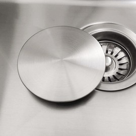 GZILA Kitchen Sink Stopper, Flat Decor Cover 304 Stainless Steel Sink Drain Stopper, Fits 3.5" Standard Strainer Brushed Nickel