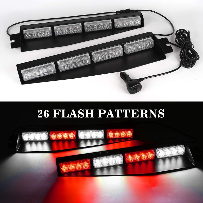 ASPL 32LED Visor Lights 26 Flash Patterns Windshield Emergency Hazard