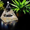 Crystal Orgone Pyramid with Moon Phases Design, Clear Resin with