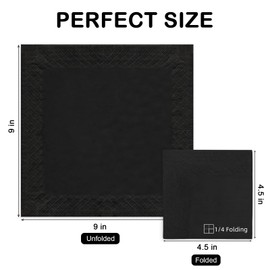 Black Cocktail Napkins - 800 Count Disposable Paper Napkins, 2-Ply 4.5 x 4.5 Inch Beverage Napkins Bulk for Dinner Wedding Bar Party and Everyday Use