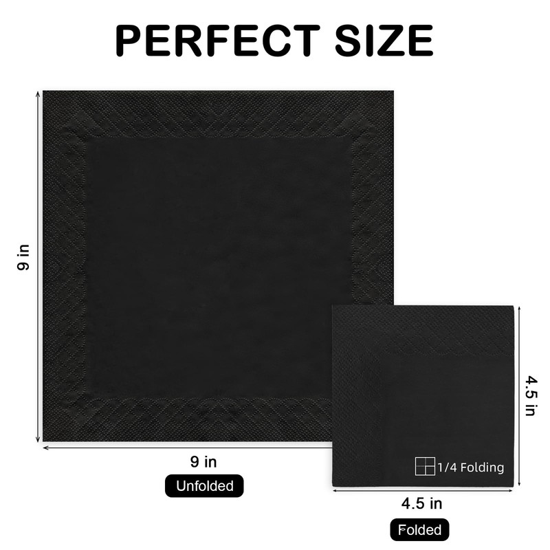 Black Cocktail Napkins - 800 Count Disposable Paper Napkins, 2-Ply