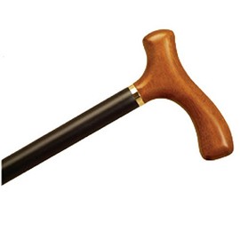 Walking Cane Fritz Handle Natural Stain with Black Wood Shaft