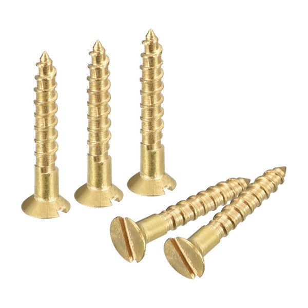 sourcing map Brass Wood Screws, 30Pcs M1.6 x 10mm Slotted