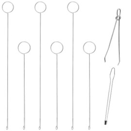Sewing Loop Kits, BENBO 2 Pcs Metal Threader Tweezers and 6 Pcs Sewing Loop Turner Hook Stainless Steel Loop Turner with Latch for Fabric Tube Straps Belts Strips DIY Face Cover Knitting Accessories