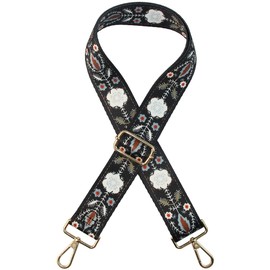 Duwi Wide Purse Strap Jacquard Guitar Style Strap Multicolor Canvas Adjustable Crossbody Bag Strap(no,Black, Pattern)