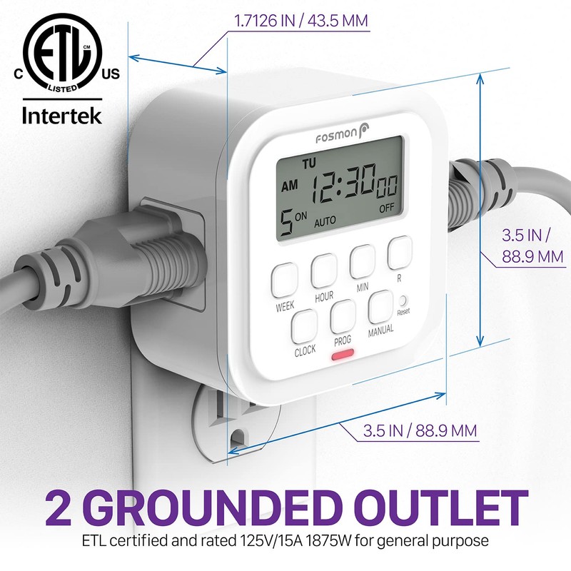 Fosmon 7 Day Digital Timers for Electrical Outlets, Indoor Plug-in