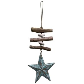 Mobile Wind Chime Maritime Motifs Heart, Anchor, Starfish, Lighthouse, Large Starfish and Seahorse, Made of Wood and Stone, Maritime Decoration for Bedroom, Living Room, Garden (Large Starfish)