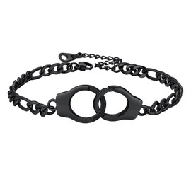 Prosteel Cool Black Handcuff Anklets for Lady Womens Stainless Steel Ankle Bracelet Chain Anklet Foot Jewellery