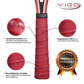 Vigo Sports® Premium Non-Slip Grip Tape - Anti Slip Overgrip Band for Tennis, Badminton & Squash Racquets - Tennis Grip Tapes for Your Racquet!, red