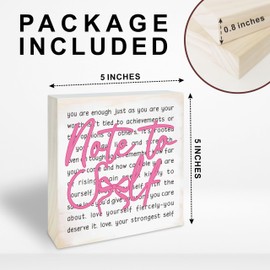 Note To Self Wooden Block Sign- 5 X 5" Pine Wood Plaque, Positive Gifts For Friends Besties Coworkers- Home Classroom Therapy Bedroom Office School Positive Inspirational Quotes Desk Decor -E05