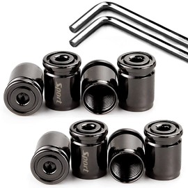 Dsycar - Juego tapones de válvula de neumático de bloqueo, con sello de goma, de aluminio, antirrobo para automóviles, motocicletas, bicicletas, ajuste seguro (8 unidades, diseño bala/negro)