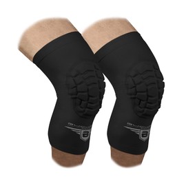 Bucwild Sports Volleyball Knee Pads | Padded Knee Compression Sleeves with Anti-Slip Grip & Flatten-Resistant Cushion | For Basketball, Volleyball, Wrestling & Training – 1 Pair (Black, Large)