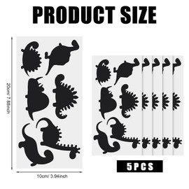 5 Sheets Down Jacket Repair Patch, Self Adhesive Black Nylon Repair Patch Tape for Down Jackets Coats Tents Sleeping Bags (Dinosaur)