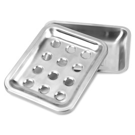 Soap Dish with Draining Tray, Double layer Stainless Steel Soap Holder with Drain Tray Durable Metal Soap Box Case Container with Drainage for Kitchen Sink Washbasin Bathtub Bathroom Shower(Silver)