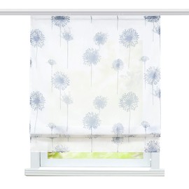 ESLIR Roman Blind Living Room Roman Curtain with Velcro Tape Curtains Kitchen Transparent Ribbon Roller Blind Modern Voile Dandelion Pattern W x H 140 x 140 cm 1 Piece