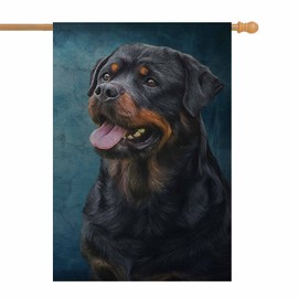 AOYEGO Dog Rottweiler House Flag 28 x 40 Inch Large Vertical Double Sided Tricolor, Portrait on Old Vintage Color Grunge Paper Seasonal Outside Décor for Garden Yard Farmhouse Flags