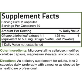 Ginkgo Biloba Bronson Apoya La Función Cerebral 120 Cápsulas