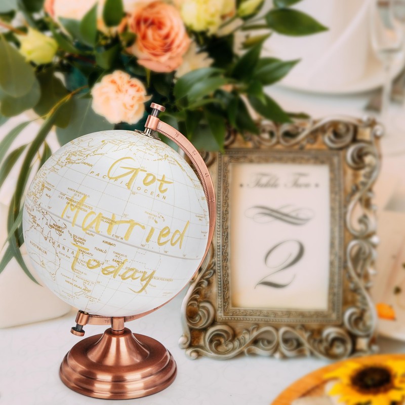 TOPGLOBE 20cm Globe Golden and White Colour Metallic - Wedding