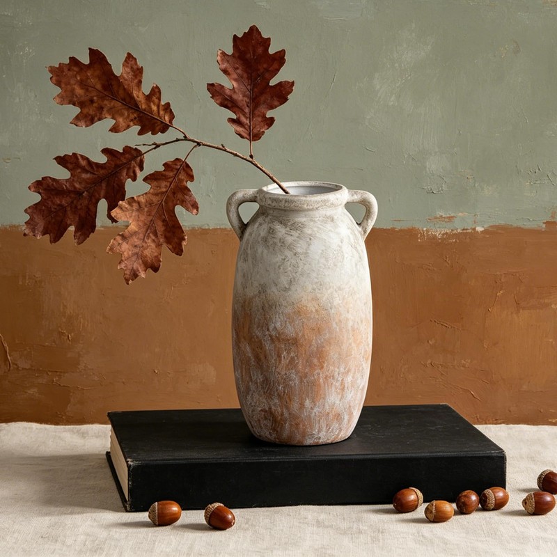 Ceramic Flower Vase 12 inch Farmhouse Rustic Vase Decorative Pottery