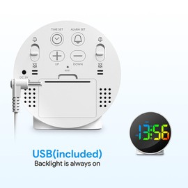 Small Digital Alarm Clock, Electronic LED Clock with Adjustable Brightness, with Week Display, 12 or 24 Hour Time Display, for Bedroom, Bedside Table, (White Case)
