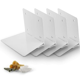CRIZTA 4pcs Invisible Floating Bookshelf, Heavy Duty Wall Mounted Book Organizer, Metal Shelves Holder for Books, Large Size (White)