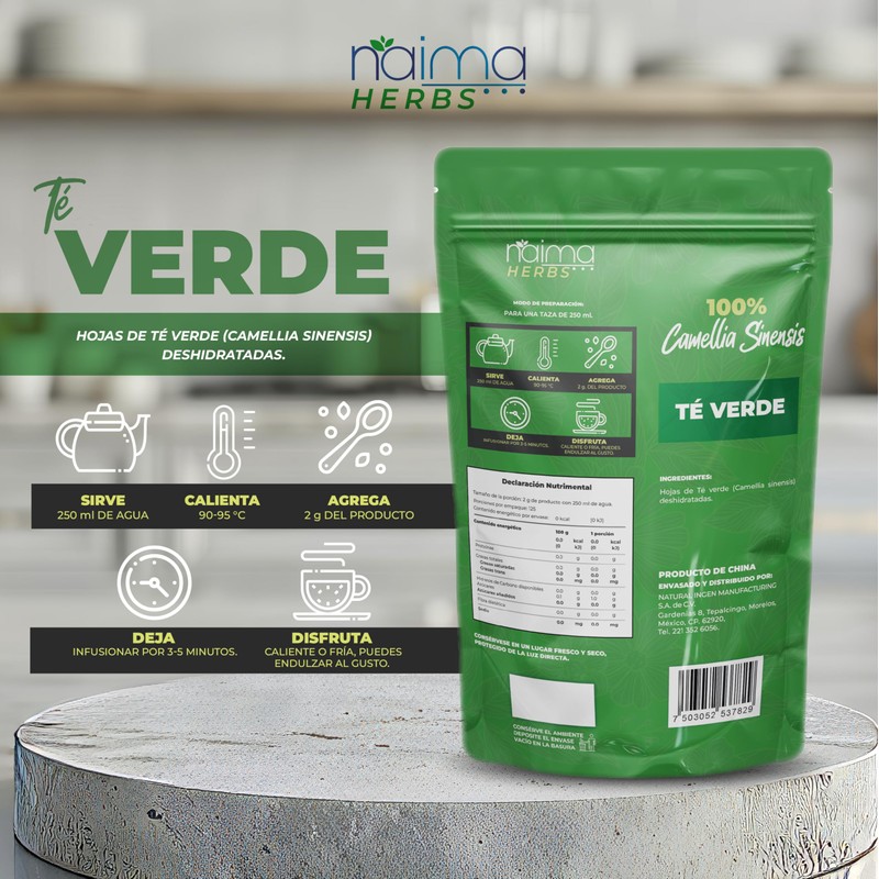 Té Verde- 250gr de té 100% Natural, Tisana Organica