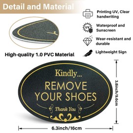 CARGEN Kindly Remove Your Shoes - Please Take Your Shoes Off No Shoes Sign Home Office Spa Wall Door Welcome Sign Oval 6.3" x 3.8" Black