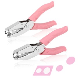 Rongon Single Hole Paper Punchers Set Handheld Hole Punch Tools 1/16" Small Circle and 1/8" Middle Circle One Hole Punch with Soft-Handled for Craft DIY Clothing Ticket Paper Tags