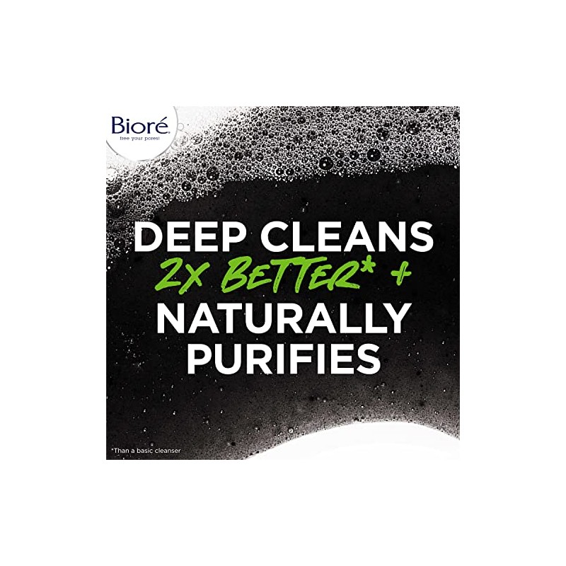 Bioré Men's Skincare Charcoal Face Wash, Deep Cleans Pores &